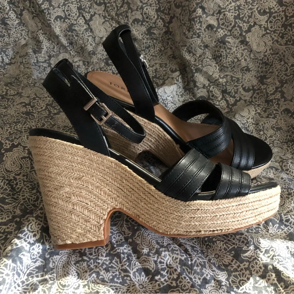 torrid Black Espadrille Wedge Sandals